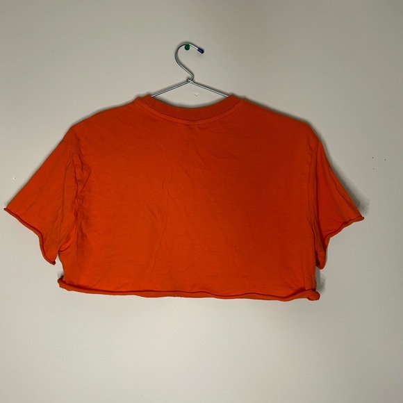 Neon Orange Crop Top - Forget Graphic - Picture 2 of 3